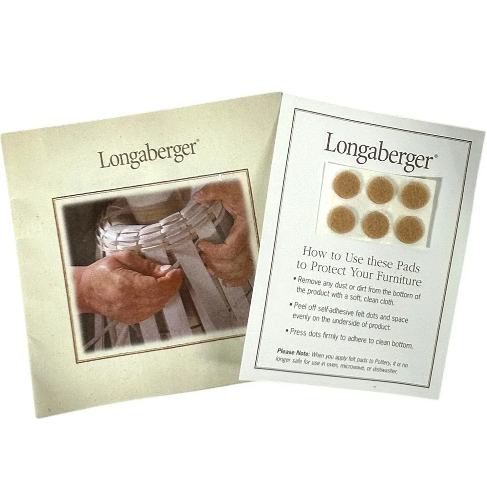 Longaberger JOURNAL Basket in Rich Brown with Protector Flyer Felt Pads 2006